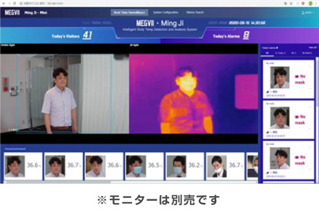 AI顔認証検温カメラモニター