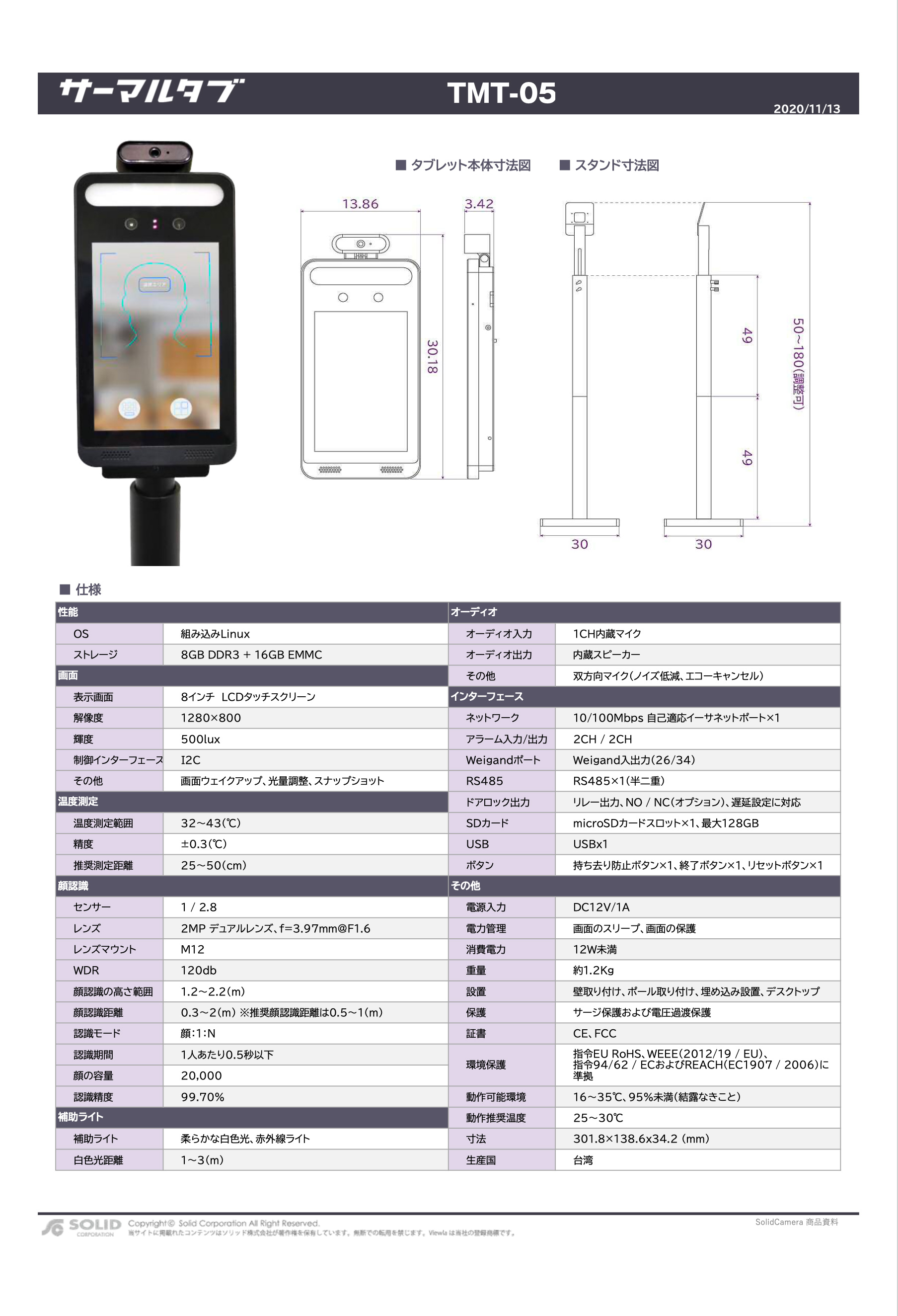 パーソナル型検温カメラ